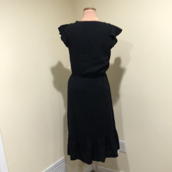 NWT Old Navy Midi Dress Size XS Black Flutter Sleeve White Embroidery - Picture 5 of 10